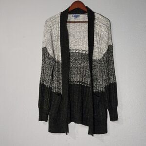 Democracy Open Front Knit Cable cardigan With Pockets Sz M